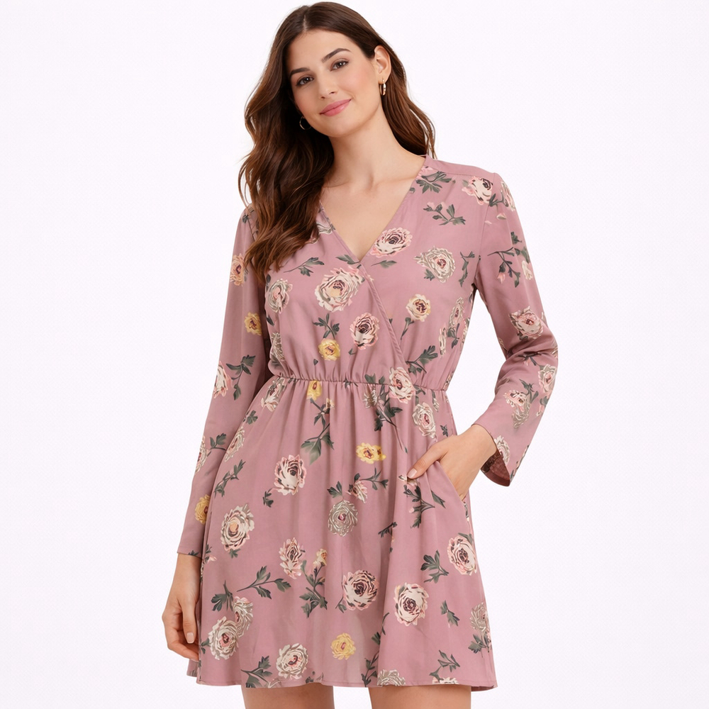 Women's Live 4 Truth Long Sleeve Floral Dress in Pink, Size M
